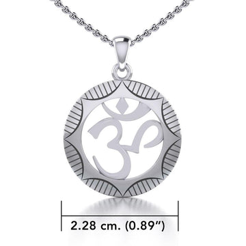 Hollow Om Meditation Silver Pendant With Chain Set TSE746 - Jewelry